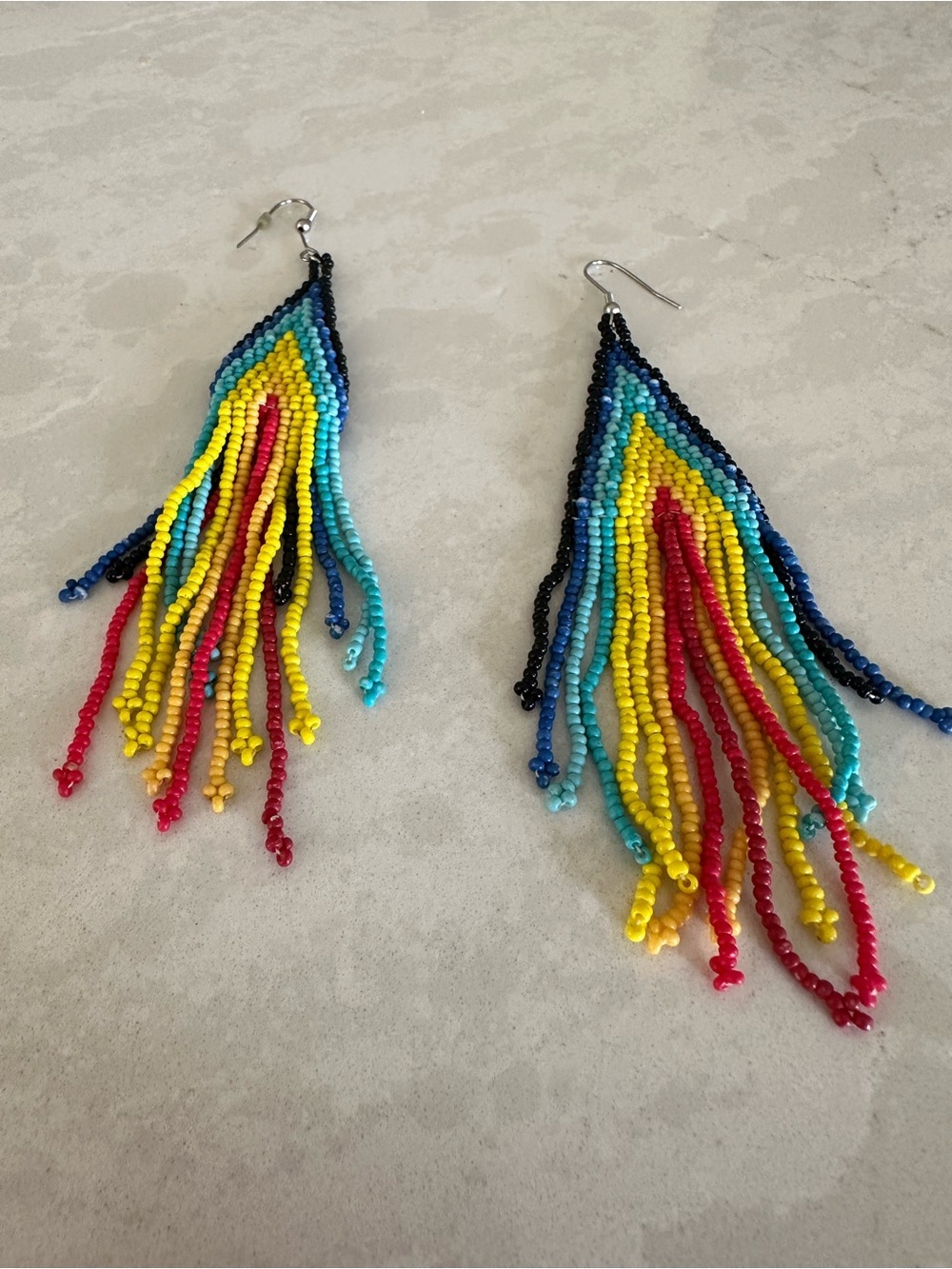 Handmade Multicolor Beaded Fringe Earrings